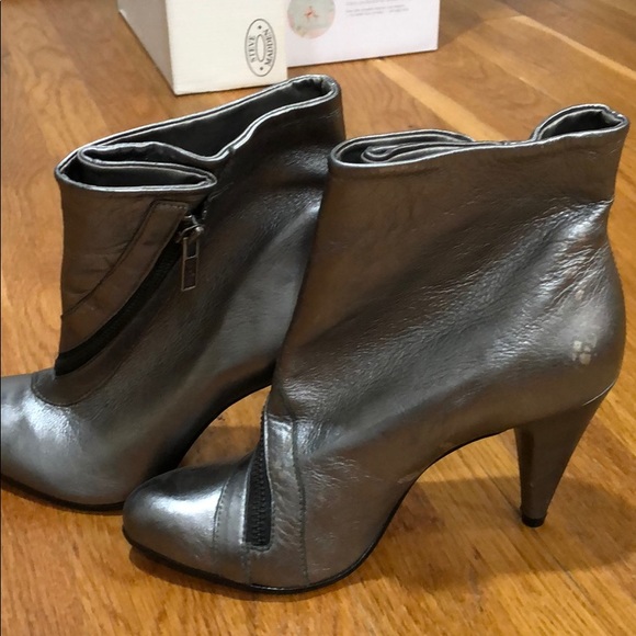 Silver Ankle Cross Zip Booties - Picture 5 of 10